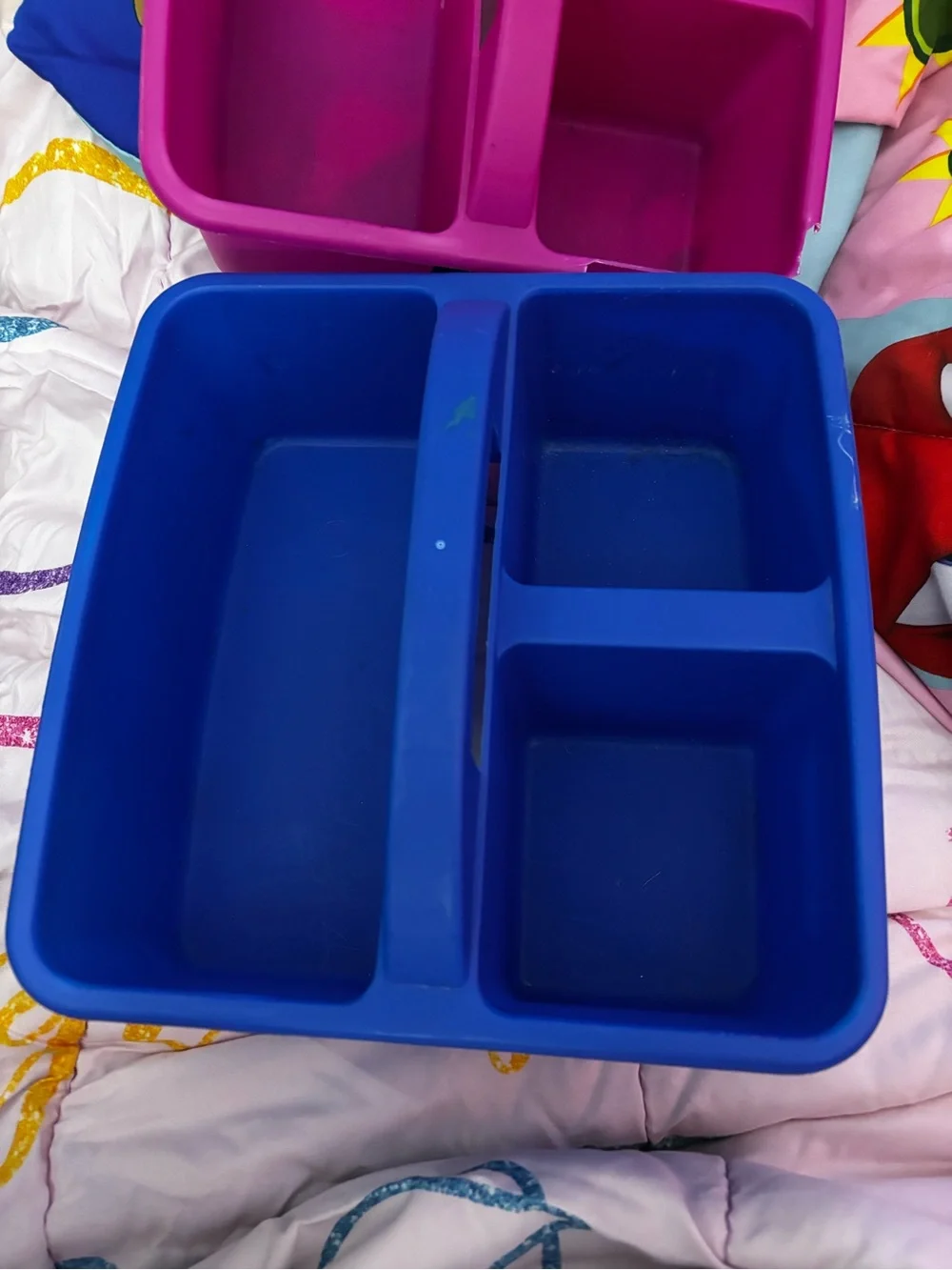 Blue & Pink Plastic Stackable Organizer Caddies